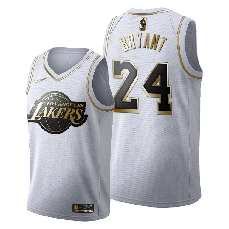 Men's Los Angeles Lakers Kobe Bryant #24 NBA Mamba Golden Edition White Basketball Jersey ESS5283IB